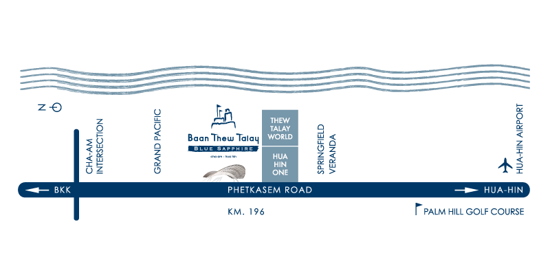 Condo Thewtalay BlueSapphire ChaAm-HuaHin-Map Location